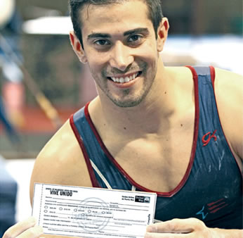 man holding check