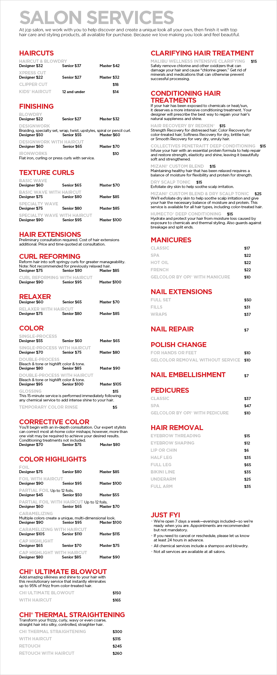 service menu - JCPenney