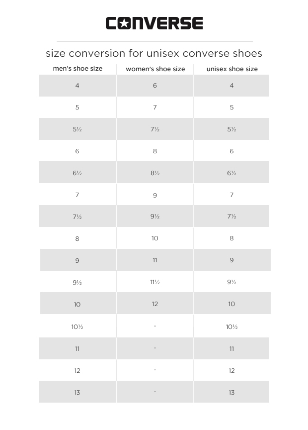 Taylor Shoe Size Chart