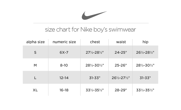 Nike Swim Trunks Size Chart